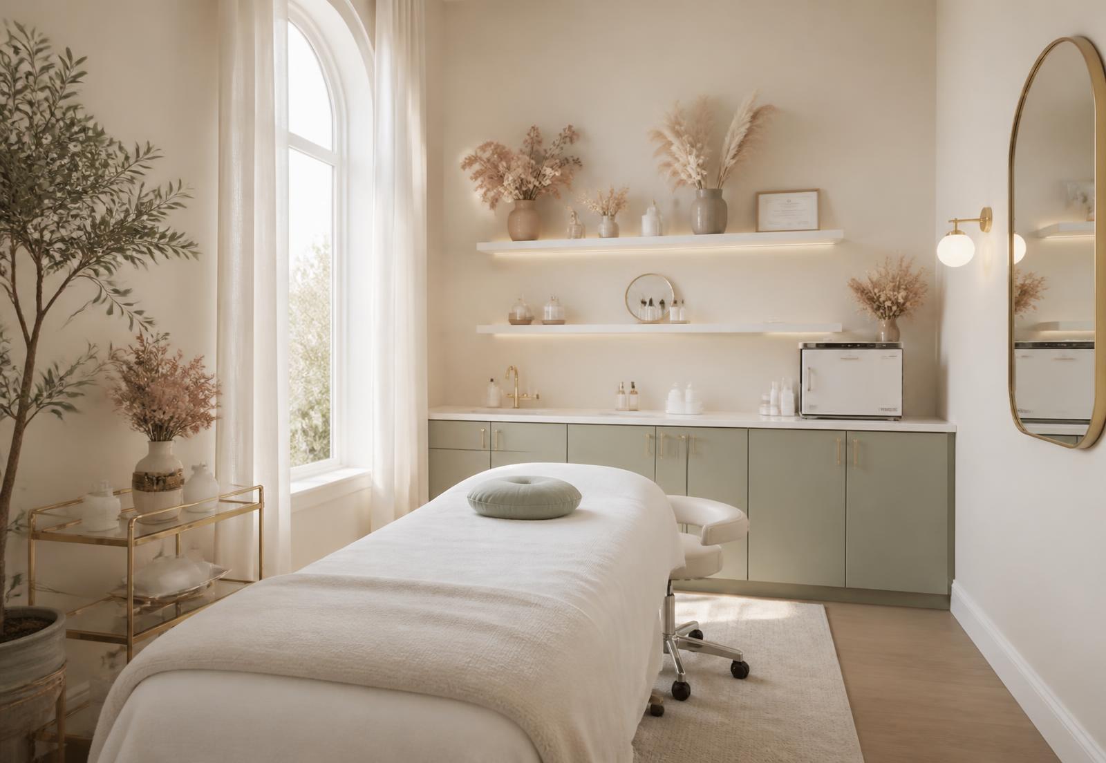 Serene private treatment suite inside Fiore Salon Suites